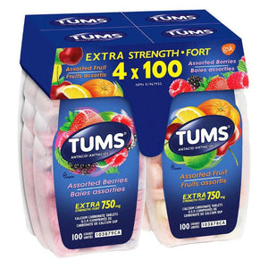 2支裝-Tums特強抗胃酸咀嚼鈣片（雜果味100粒+莓果味100粒）2 packs-Tums Extra Strength Chewable Calcium Tablets (Mixed Fruit Flavor 100 Capsules + Berry Flavor 100 Capsules)